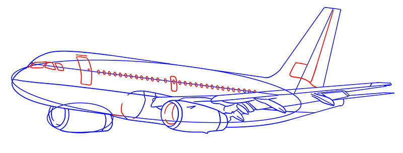 Самолет как рисовать поэтапно