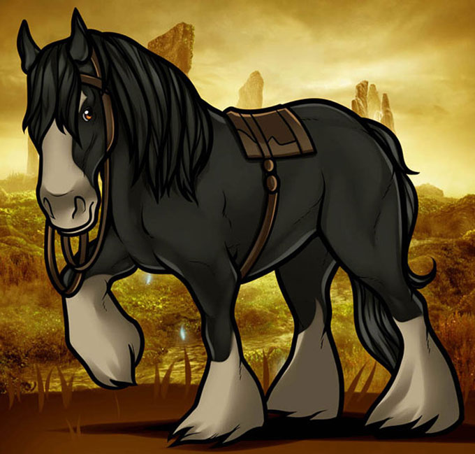Рисуем коня Ангуса из мультфильма «Храбрая сердцем»